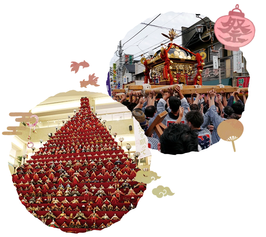 ひな人形と神輿